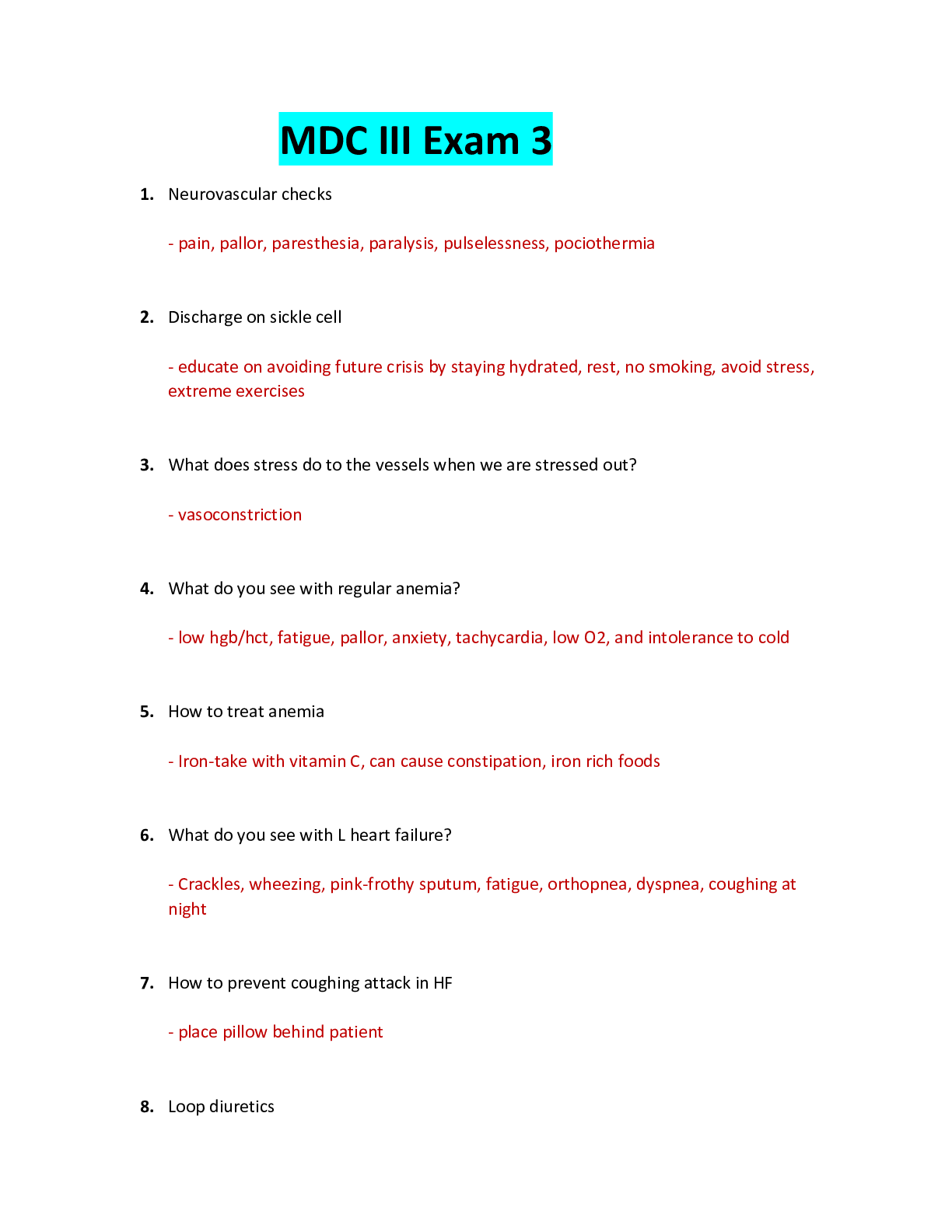 Preview image for NUR 2502 / NUR2502: Multidimensional Care III / MDC 3 Exam 3 Review (Latest 2021/ 2022) Rasmussen